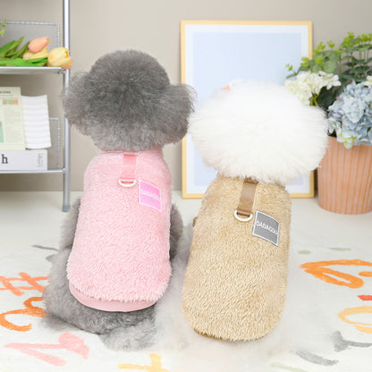 Fleece Pet Elastic Jumpsuit with Pull Ring 1