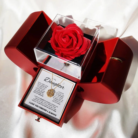 Daughter’s Lucky Clover Necklace & Forever Rose 1