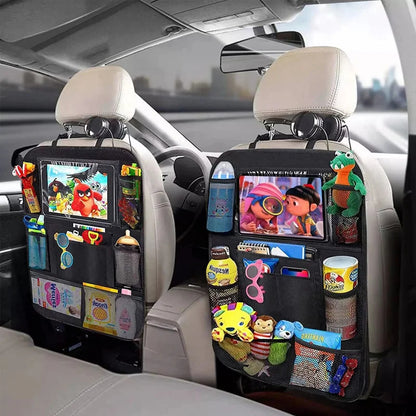 Car Backseat Organizer with Touchscreen Tablet Holder – Seat Back Protector with Storage Pockets for Auto Accessories 1