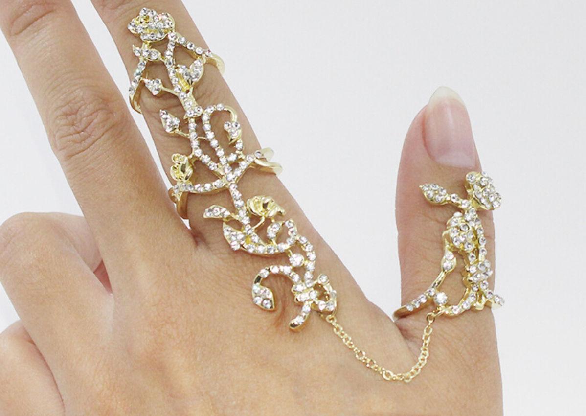 Knuckle Band Crystal Ring 1