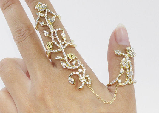 Knuckle Band Crystal Ring 1