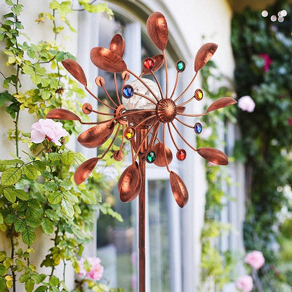 Solar Powered Glass Ball Wind Spinner 1