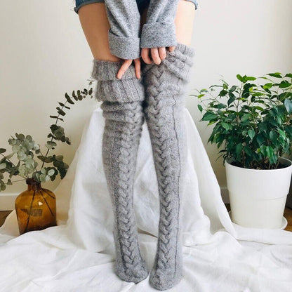 Warm Wool Knitted Over Knee Long Socks 1