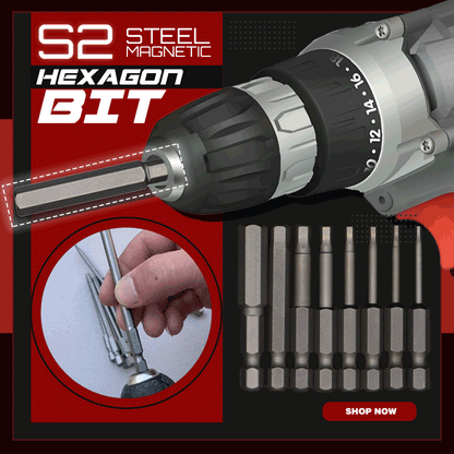 8pcs Magnetic Hexagon S2 Steel Bits 1