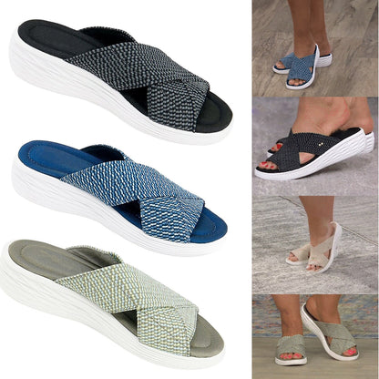 Women Stretch Cross Orthotic Slide Sandals 1