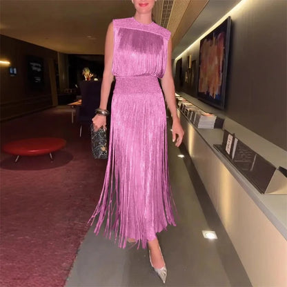 Women's Tassel Elegant Two-Piece Dress 1