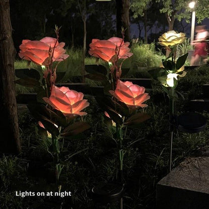 ARTIFICIAL ROSE SOLAR GARDEN STAKE LIGHTS -5 PACKS 1
