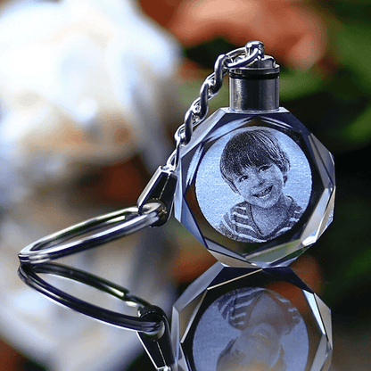 LASER ENGRAVED CRYSTAL GLASS KEY CHAIN 1