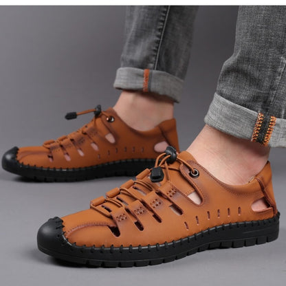 Men's Sandals Summer Beach Genuine Leather Shoes 1