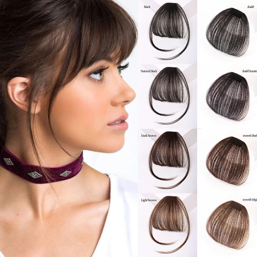 Natural Human Hair Curved Wispy Clip in Bangs 1