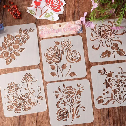 Blooming Flowers Stencil Kit-6PCS 1