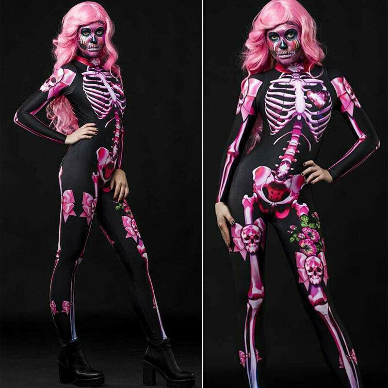 Full body pink sugar skull skeleton jumpsuit 1