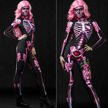 Full body pink sugar skull skeleton jumpsuit 1
