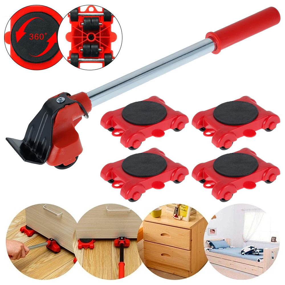 Heavy Furniture 360° Rotating Mover Roller Set with Lifter Tool 1