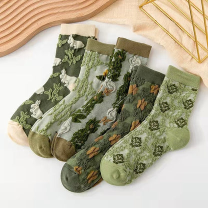 Harajuku Retro Embroidery Socks- 5 Pairs 1