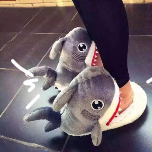 Fuzzy Shark Slippers 1