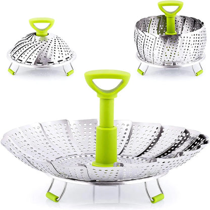 Integrated Collapsible Stainless Steel Food Steamer Basket 1