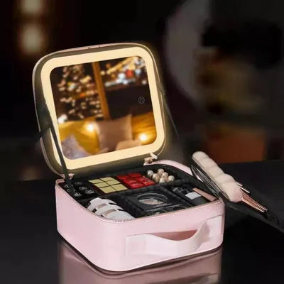 Makeup Organizer Bag With LED Mirror 1