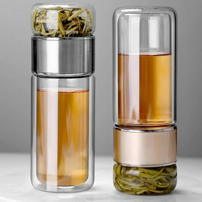 Double Wall Glass Separation Tea Infuser Bottle 1