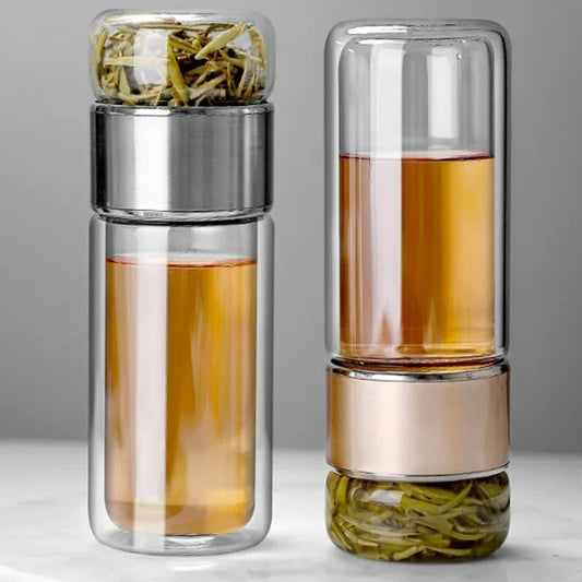 Double Wall Glass Separation Tea Infuser Bottle 1
