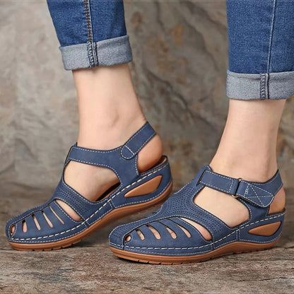 SOFT PU LEATHER CLOSED TOE VINTAGE ANTI-SLIP SANDALS 1