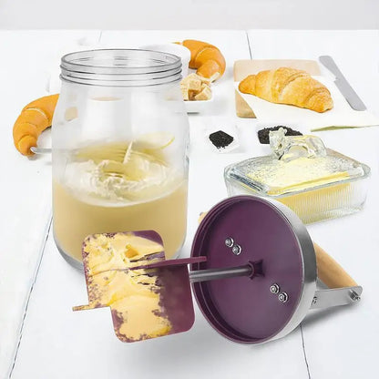 Hand Crank Butter Maker – Mason Jar Butter Churner with Wooden Handle for Homemade Butter 1
