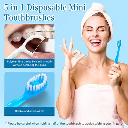 5 in 1 Disposable Mini Toothbrushes-16PCS 1
