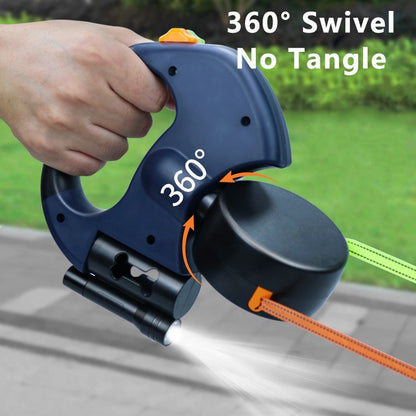 Dual Retractable Reflective 3M Dog Leash with LED Light 360° Tangle-Free 1