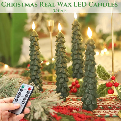 Real Wax Christmas Tree Led Flickering Taper Flameless Candles 1